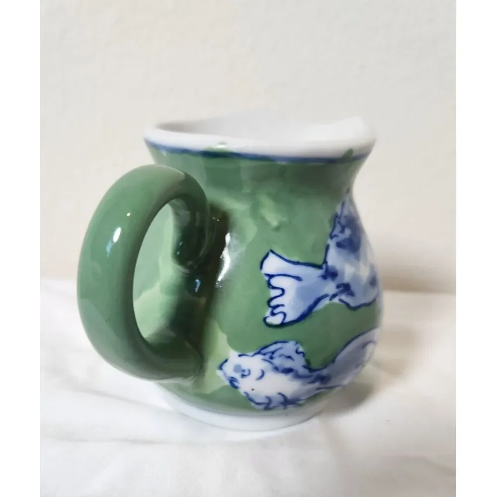 April Cornell Vintage BlueGreen Koi‎ Fish Creamer Cup Excellent Used Condition